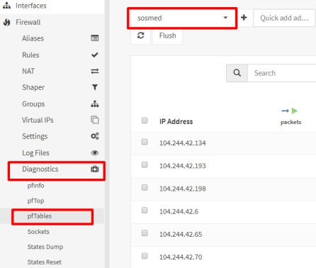 pftables OPNsense