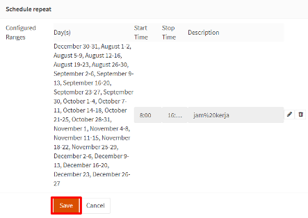 save schedules OPNsense
