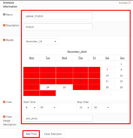 add schedules OPNsense
